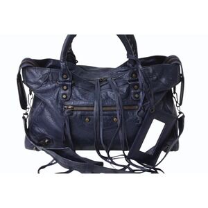 Balenciaga Handbag City Bag Blue Shoulder Leather The Navy